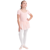 Balettrosa dansdräkt/barndräkt till balett. Kortärmad leotard med kjol.