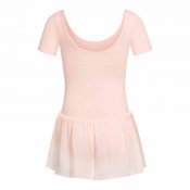 Rosa balettdräkt/balettklänning till barn, Dansdräkt med korta ärmar och kjol.