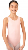 Rosa balettdräkt till barn. Leotard till barnbalett. Ärmlös dansdräkt.