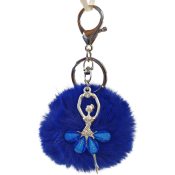 Blå nyckelring pompom med ballerina.