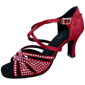 Röda klackskor dansskor med hög klack till fox, salsa, bachata, kizomba, high heels.