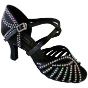 Svarta höga klackskor med bling strass dansskor. Glittriga dansskor till fox, bachata, kizomba, burlesque.