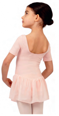 Rosa balettdräkt/balettklänning till barn, Dansdräkt med korta ärmar och kjol.