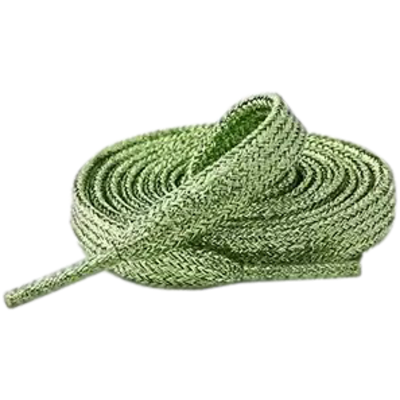 Gröna skosnören 120 cm långa. Ljusgröna skosnöre, platta.