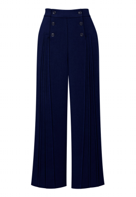 Mörkblå byxor med hög midja. Högmidjade dansbyxor till swing. Tävlingsbyxor dans i blått. Sköna kostymbyxor.